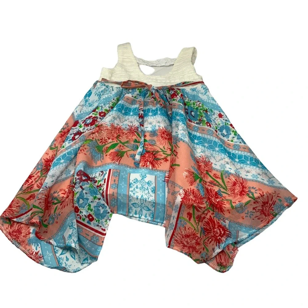 RARE EDITIONS Girl's Country Sleeveless Sun‎ Dress Size 2T Flower Bow Tie Back